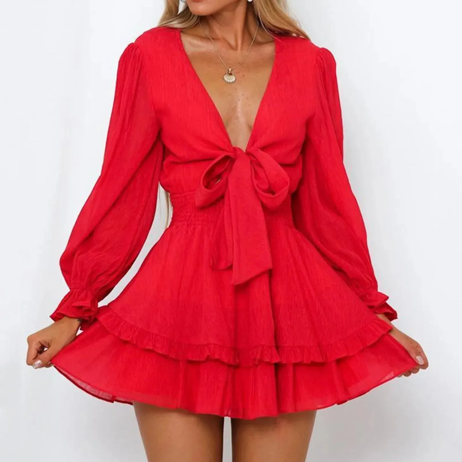 Casual Off Shoulder Strapless Holiday Sexy Short Bubble Sleeve Ruffles Pleated Party Backless Mini Summer Dress