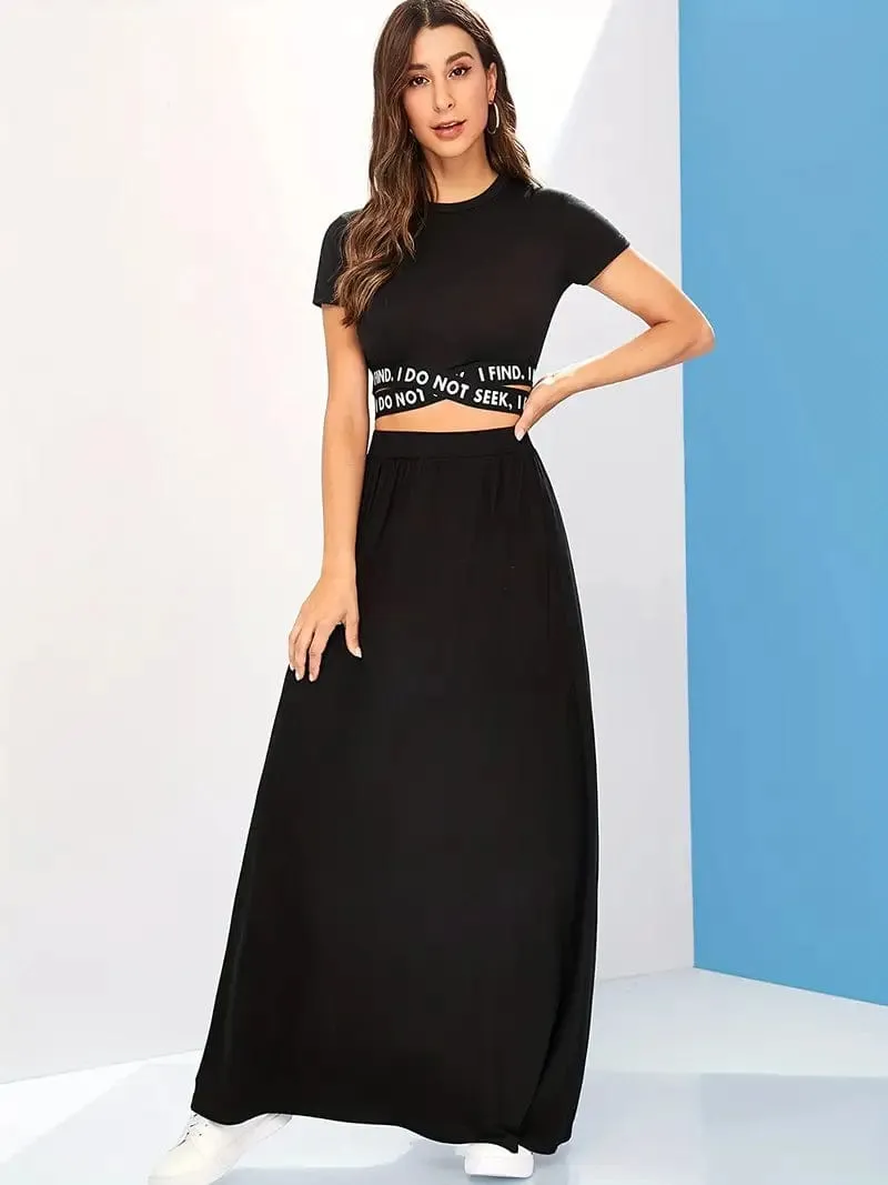 Casual Pleated Pockets High Waist Loose Maxi Dress