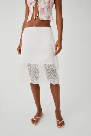 Chamomile Satin Midi Skirt - White