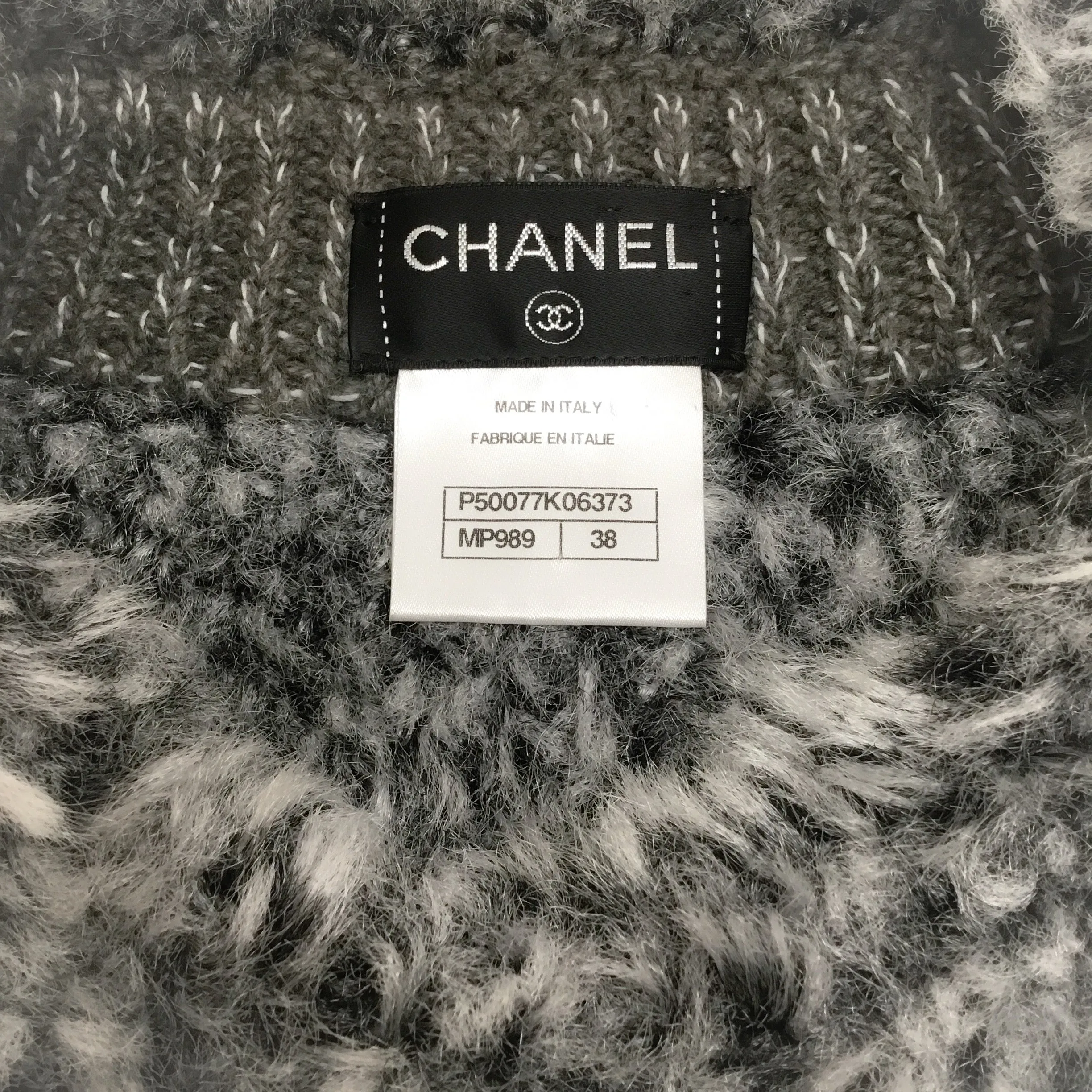 Chanel Textured Woven Grey Sweater