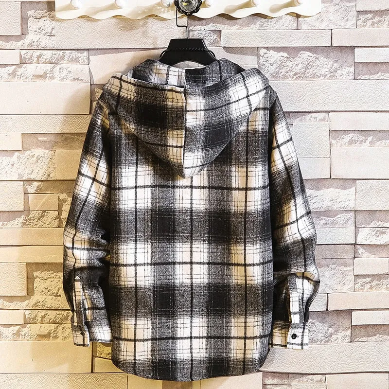 Checkered Style Flannel Long Sleeve Hoodies