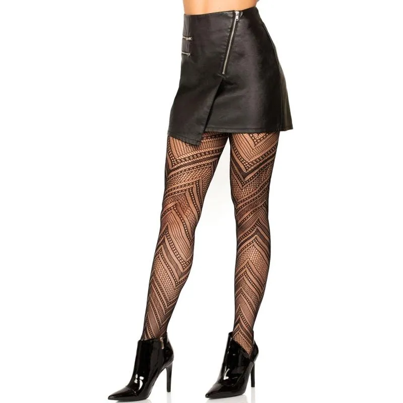 Chevron Net Tights - One Size - Black