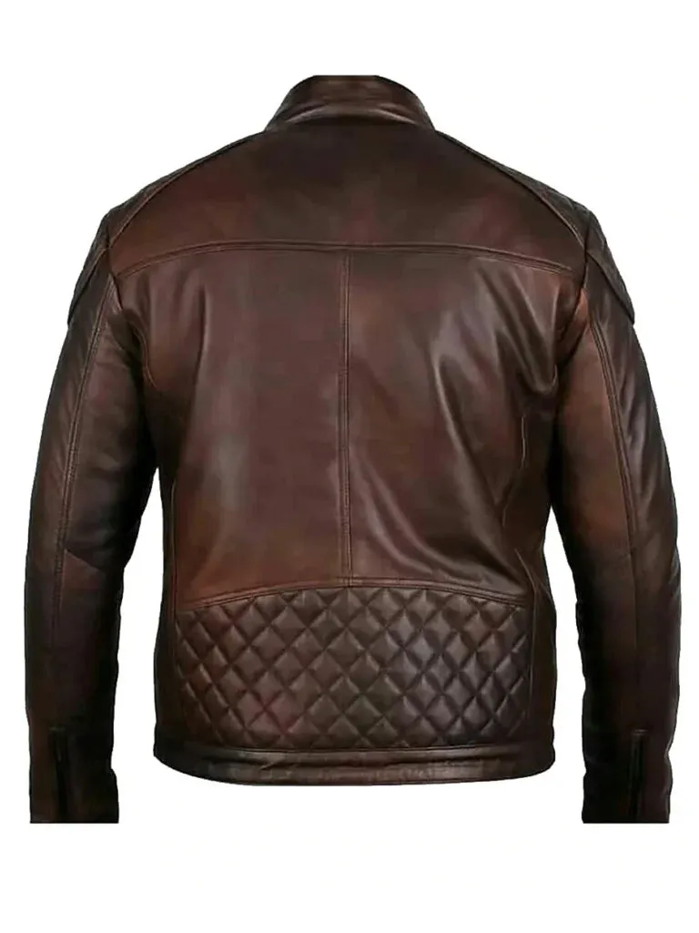 Chocolate Brown Quilted Biker Leather Jacket