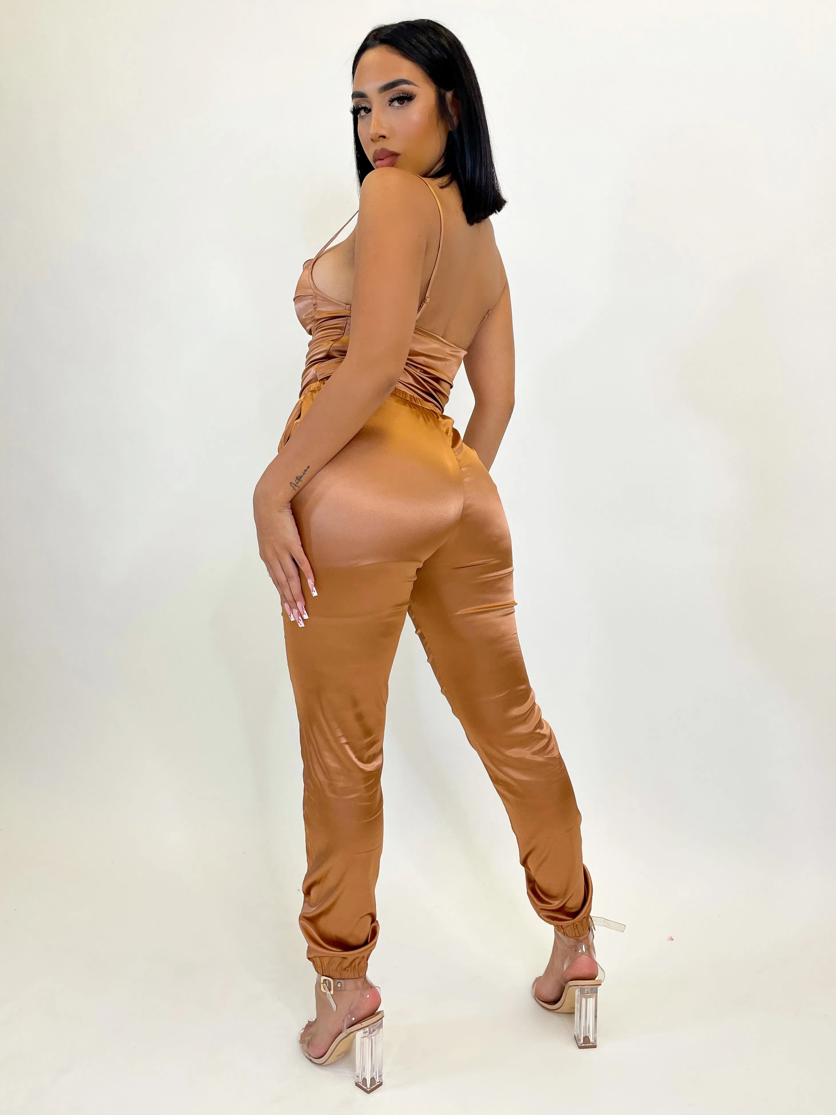 Christine Satin Joggers (Copper)