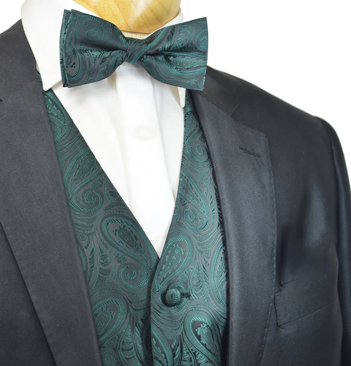 Classic Emerald Green Paisley Tuxedo Vest Set