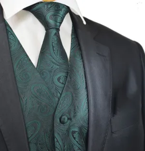 Classic Emerald Green Paisley Tuxedo Vest Set