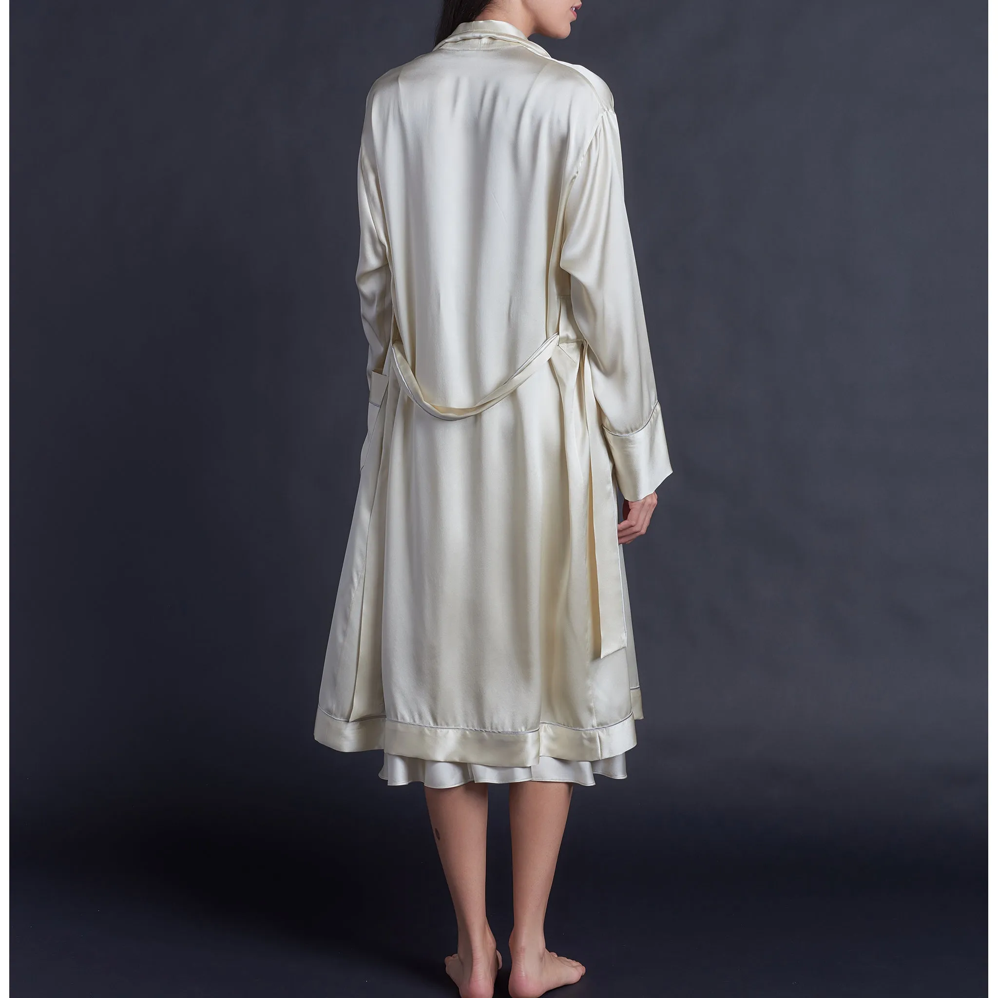 Claudette Robe in Pearl Silk Charmeuse