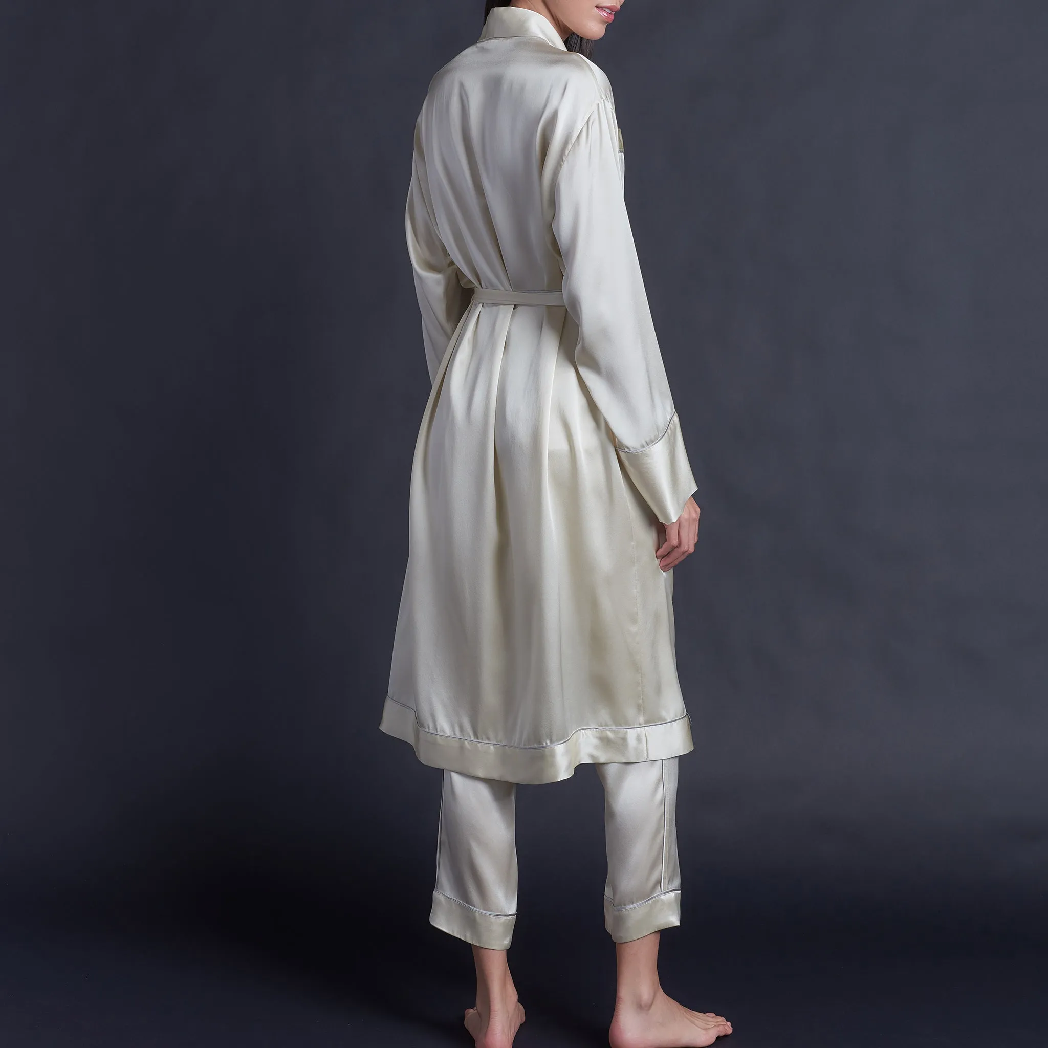 Claudette Robe in Pearl Silk Charmeuse