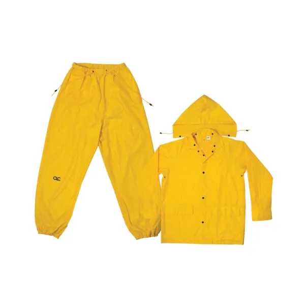 CLC R1022X Rain Suit, 2XL, 170T Polyester, Yellow, Detachable Collar