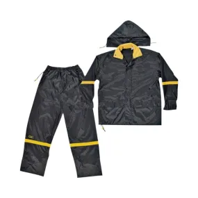 CLC R103L Rain Suit, L, 190T Nylon, Black/Yellow, Detachable Collar, Zipper Closure