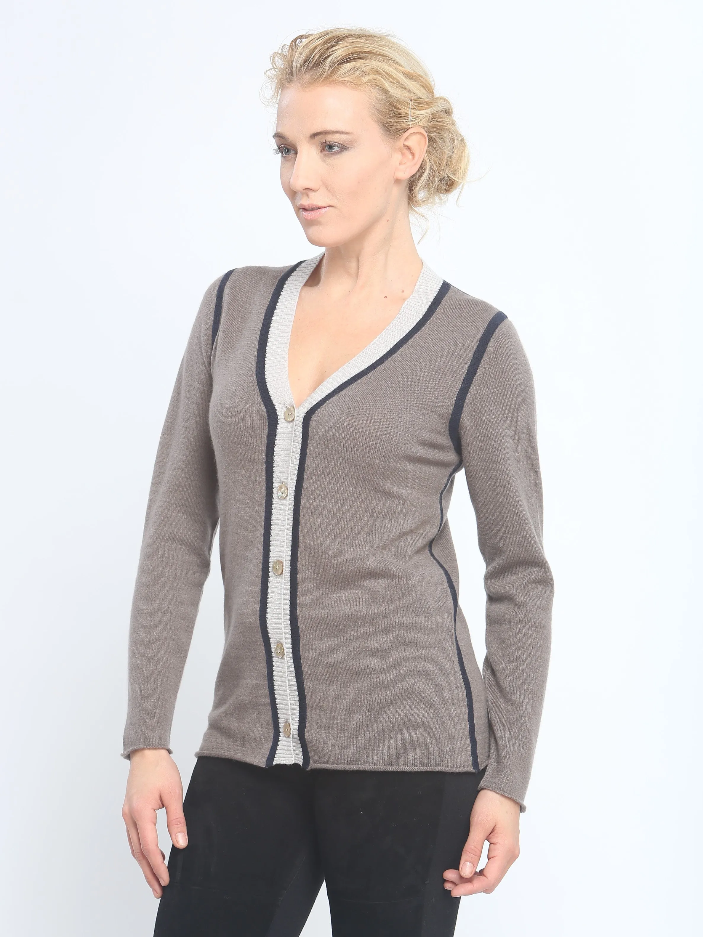 Contrast Piping Cardigan