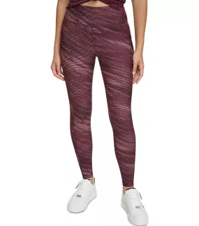 Cool Wind Print High Waist Tights Currant Cool Wind