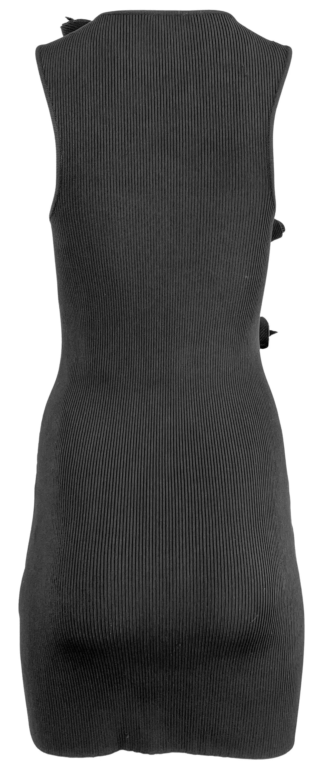 Coperni Asymmetric Flower Knit Mini Dress in Black