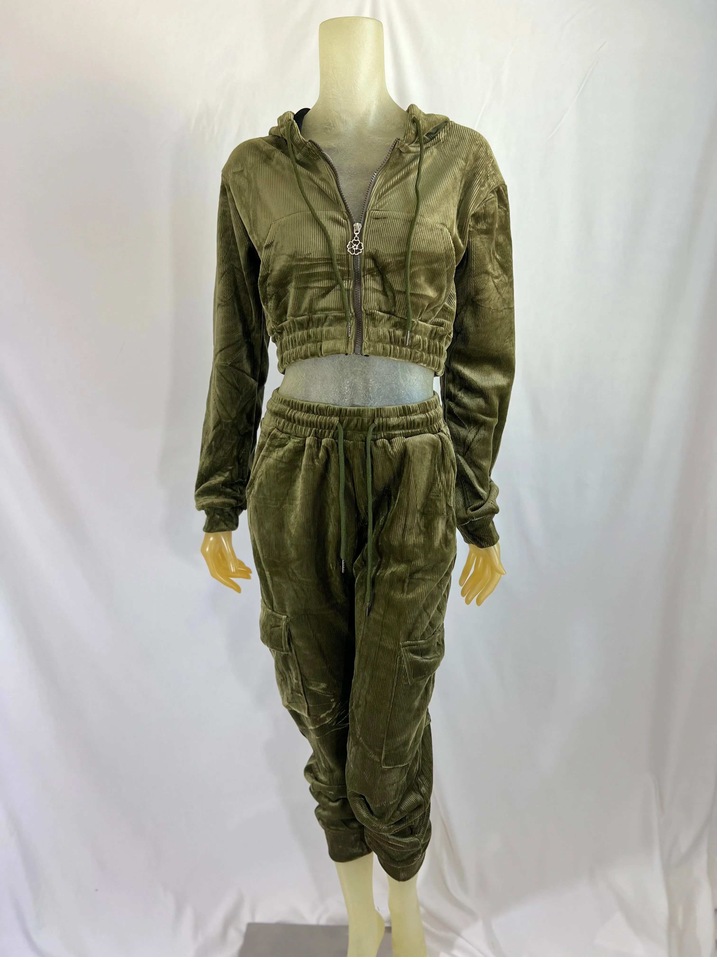 Corduroy Crop Jacket and Cargo Pants