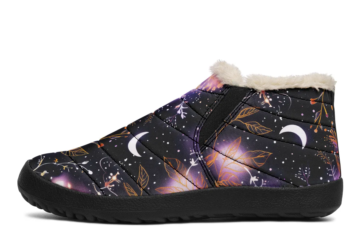 Cosmic Petals Winter Sneakers - Warm & Easy Slip-On Shoes Lined with Vegan Wool with Anti-Slip Soles