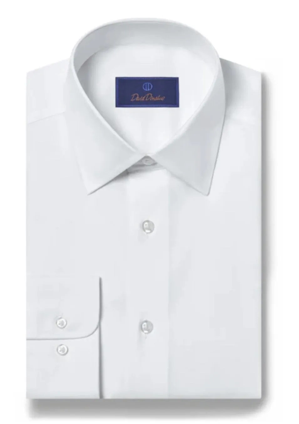 David Donahue White Fine Twill Regular Fit Dress Shirt