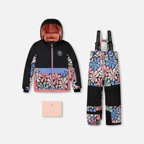 Deux Par Deux Two-Piece Snowsuit - Printed Retro Flowers