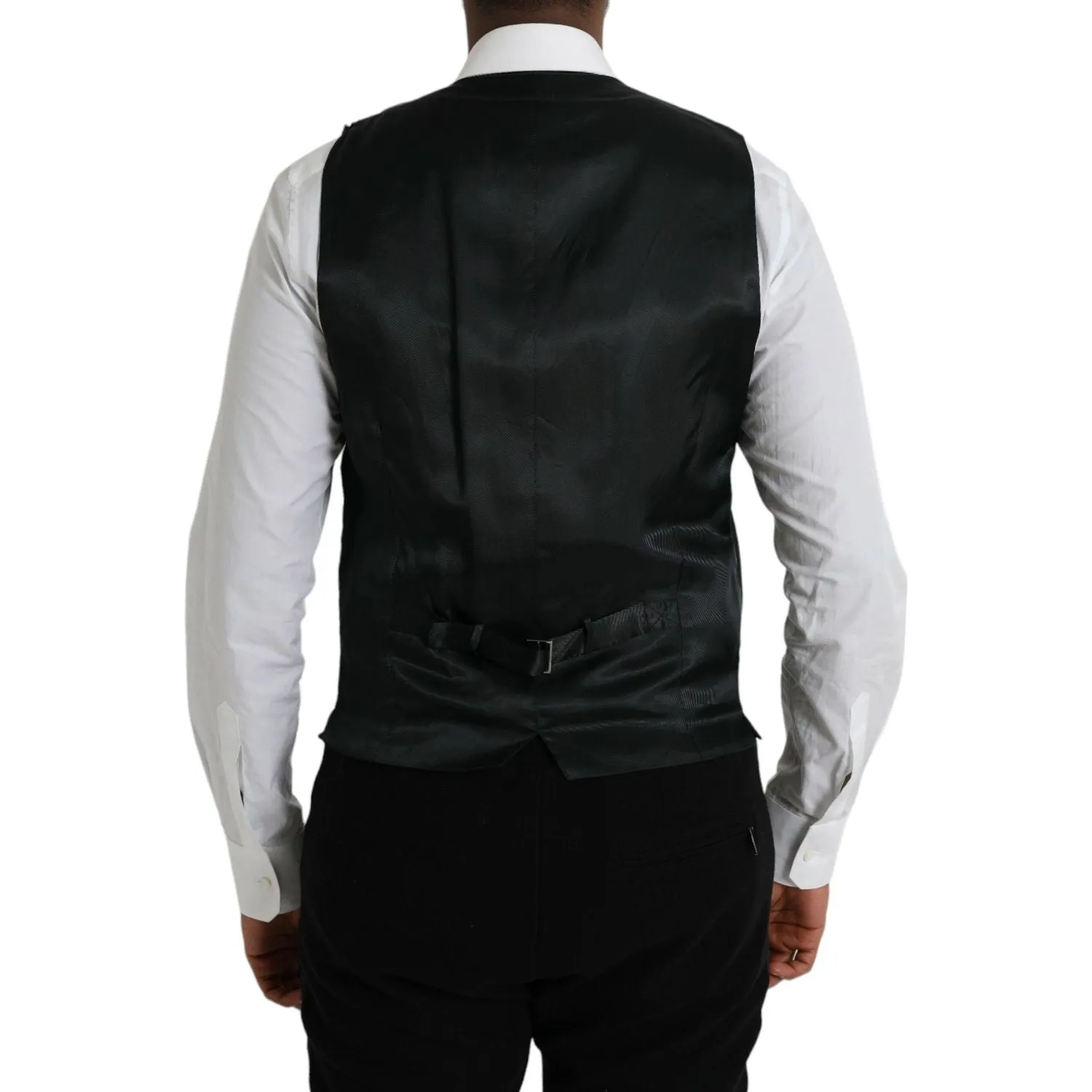 Dolce & Gabbana Black Cotton Waistcoat Dress Formal Vest