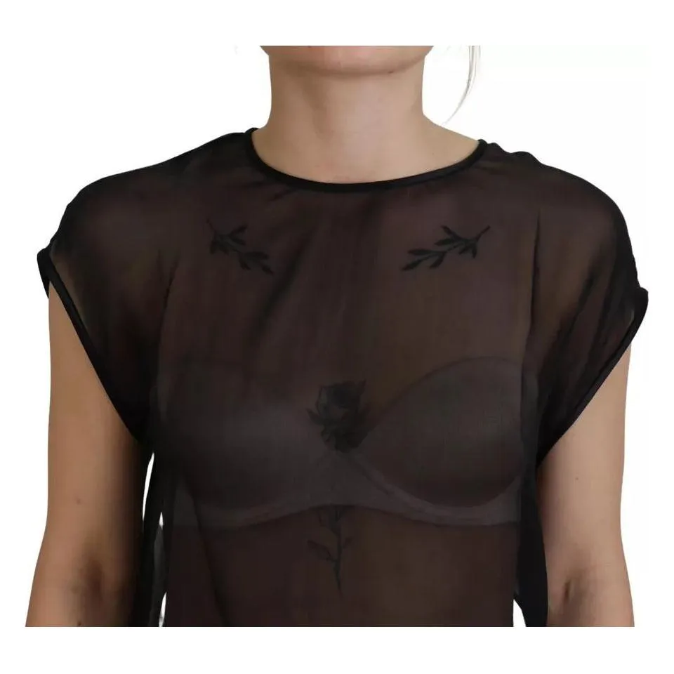 Dolce & Gabbana Black Mesh Transparent Blouse Pullover Top