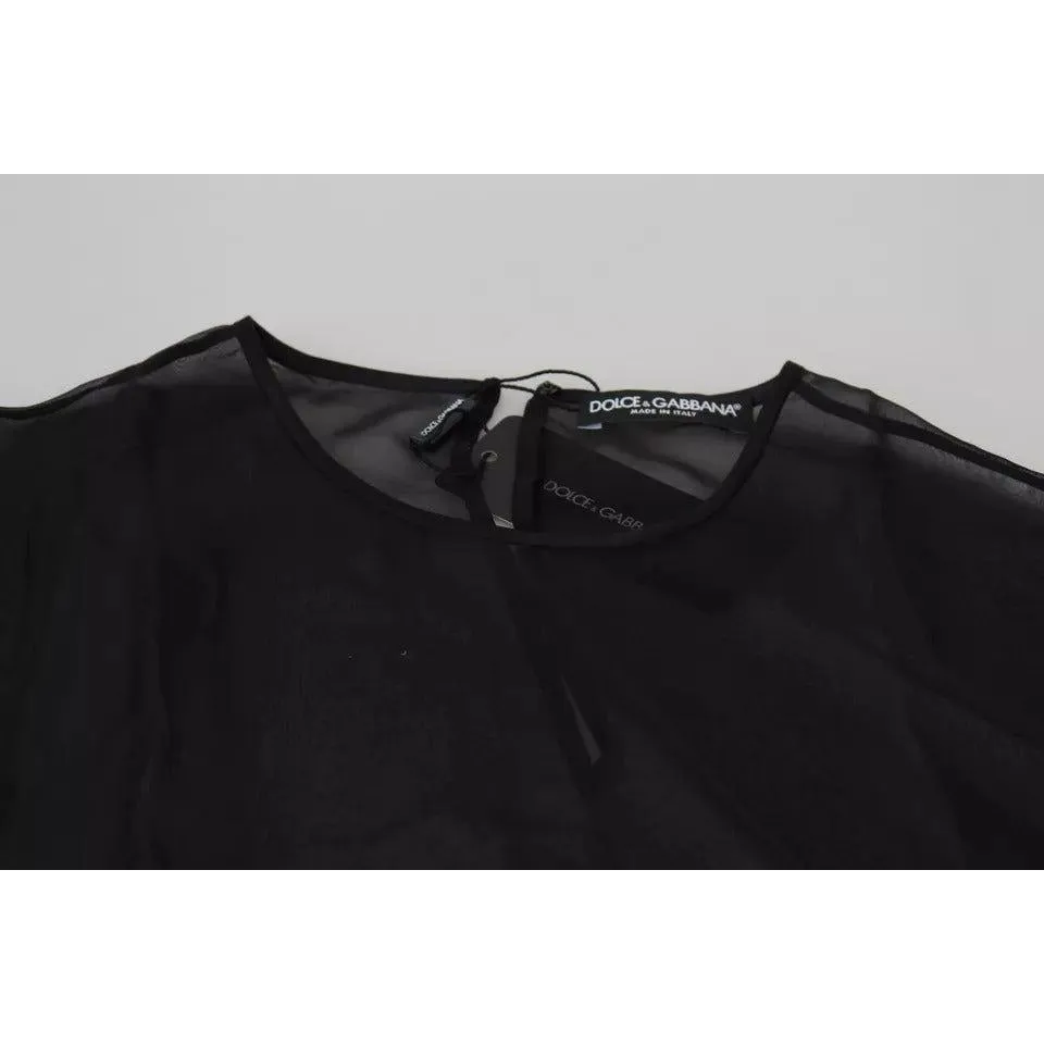 Dolce & Gabbana Black Mesh Transparent Blouse Pullover Top