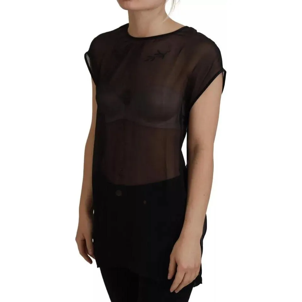 Dolce & Gabbana Black Mesh Transparent Blouse Pullover Top