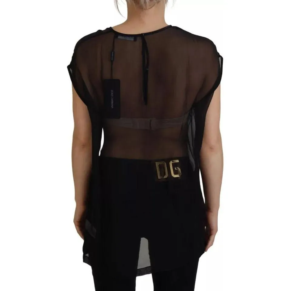 Dolce & Gabbana Black Mesh Transparent Blouse Pullover Top