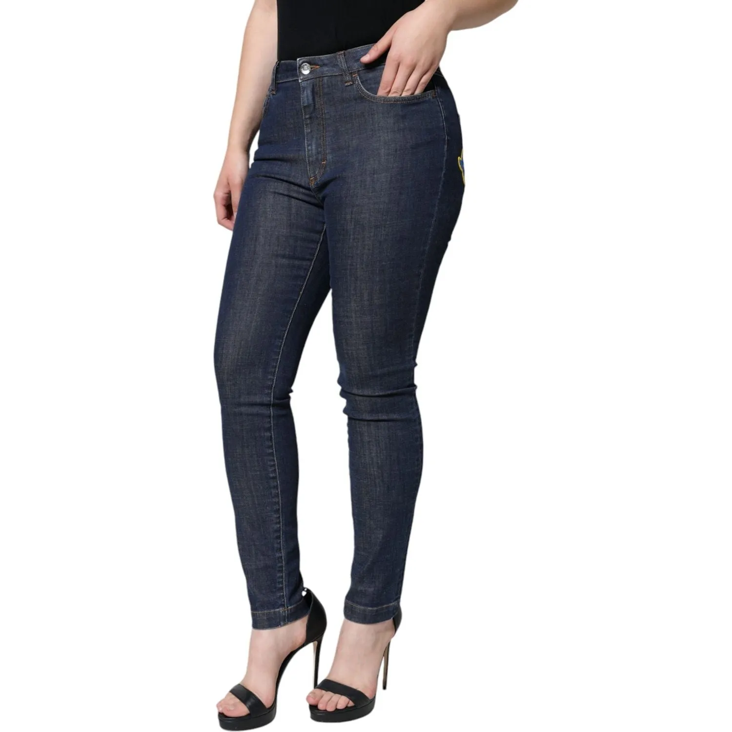 Dolce & Gabbana Dark Blue QUEEN Cotton Skinny Denim Jeans