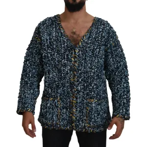 Dolce & Gabbana Elegant Blue V-Neck Cardigan Sweater