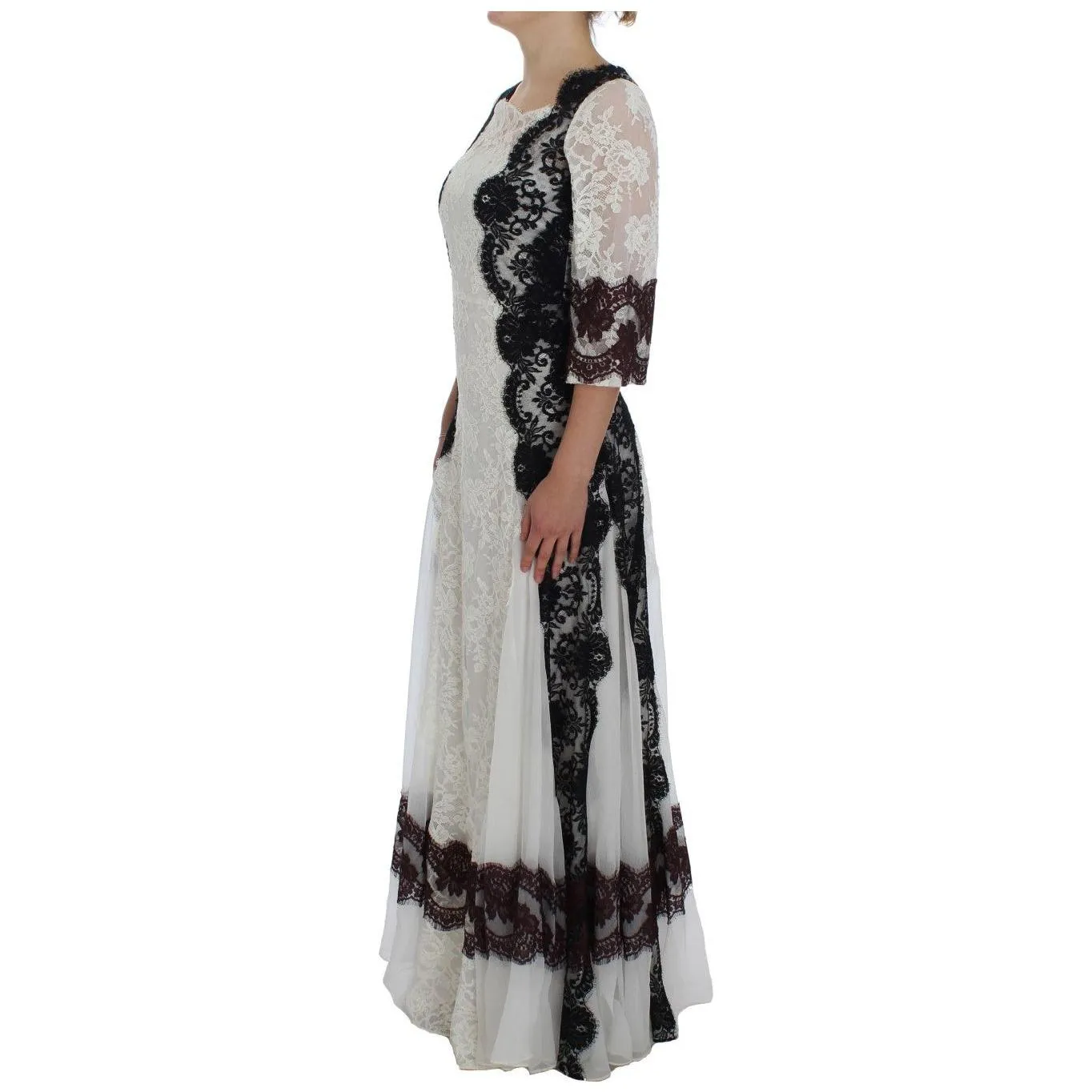 Dolce & Gabbana Floral Lace Silk Blend Maxi Dress