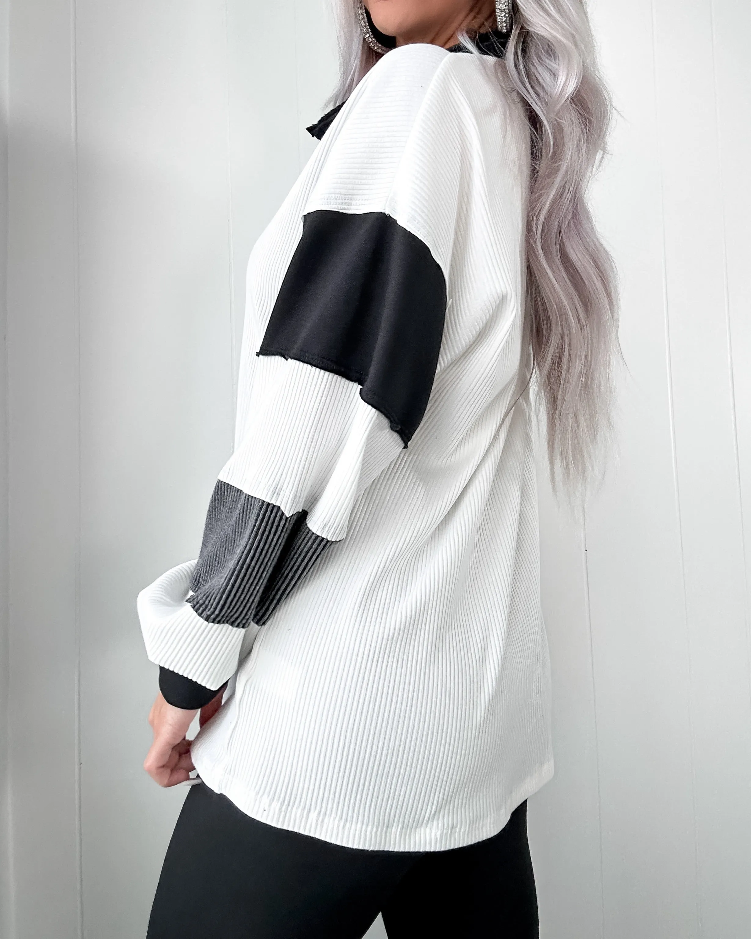 DOORBUSTER Striped Sleeve Pullover