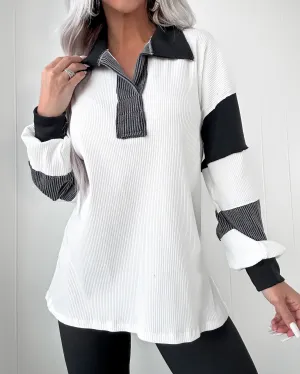 DOORBUSTER Striped Sleeve Pullover