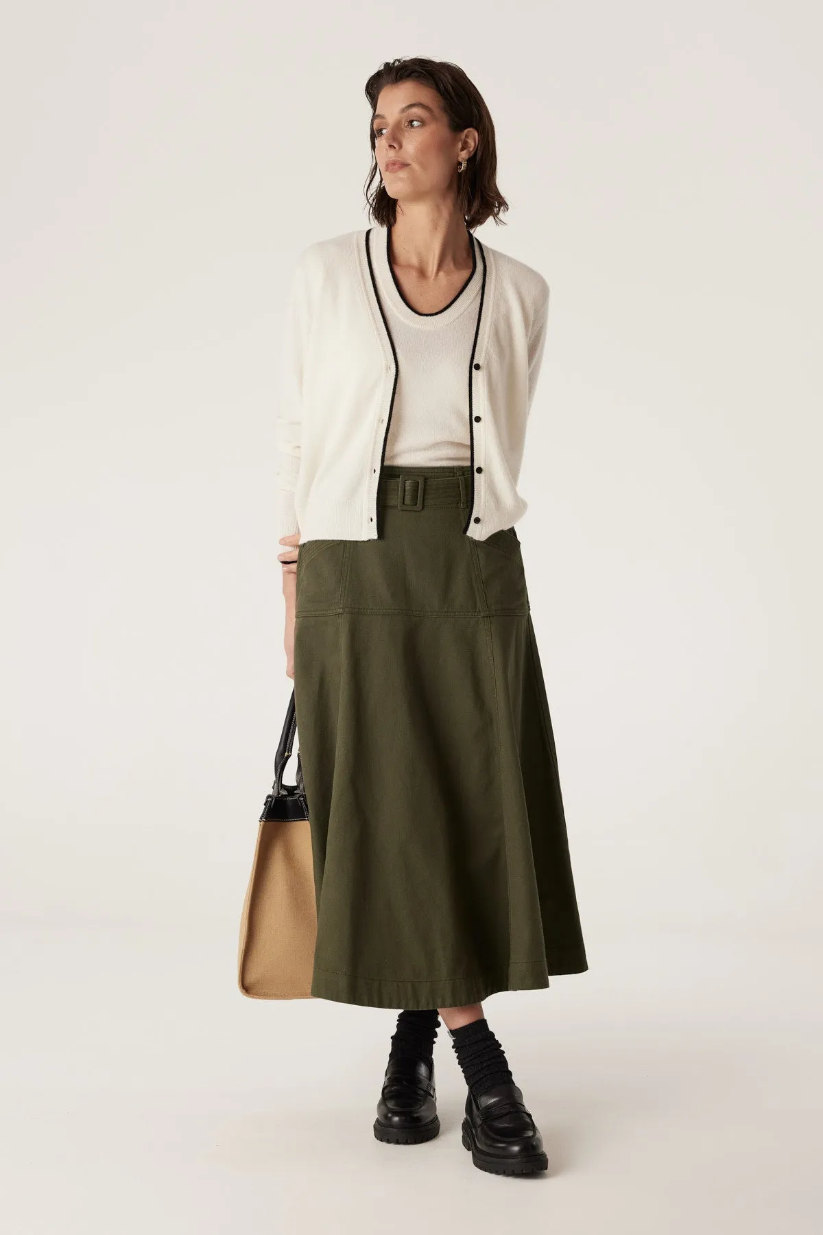 Eadie Drill Skirt - Khaki