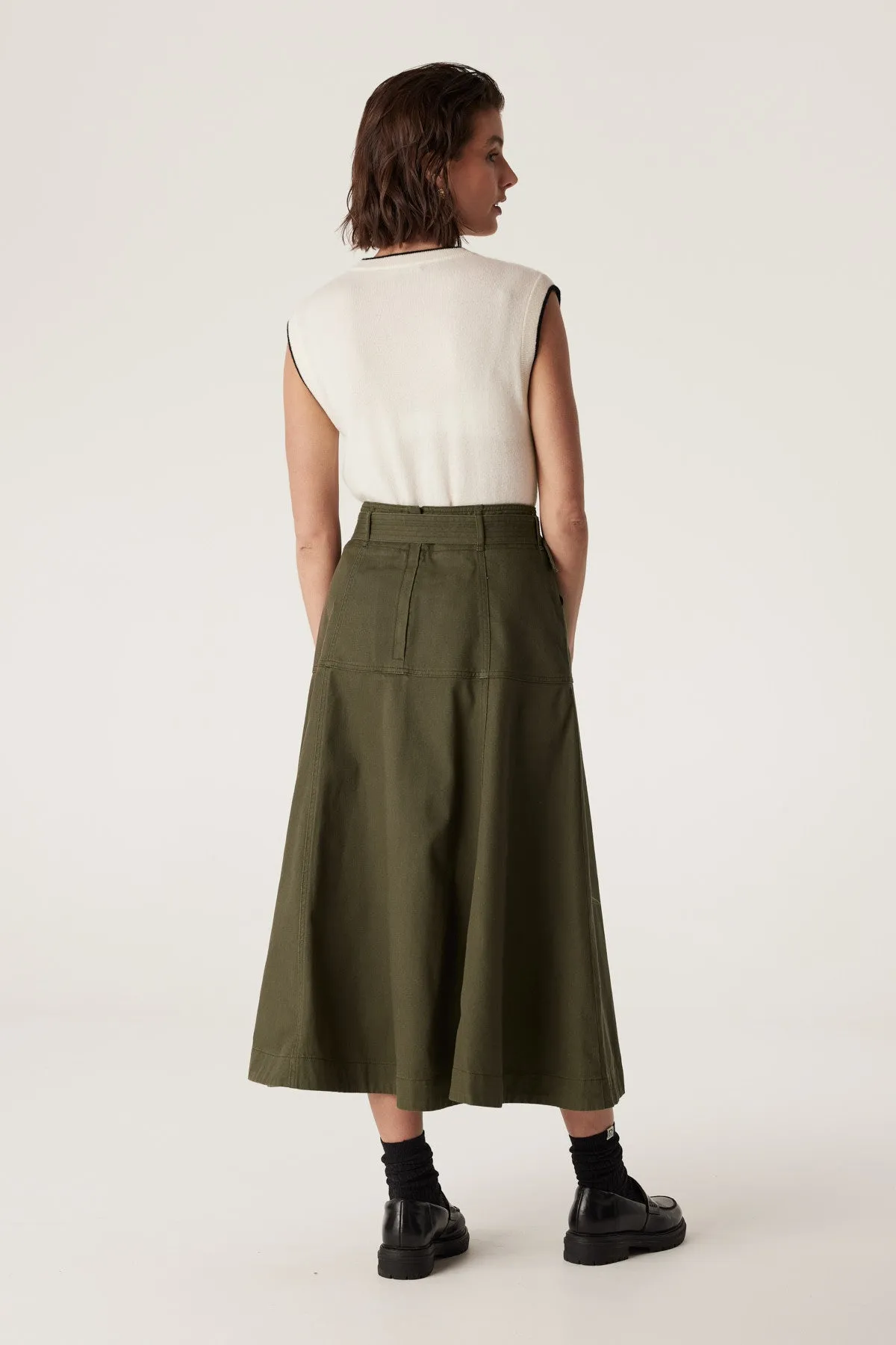 Eadie Drill Skirt - Khaki