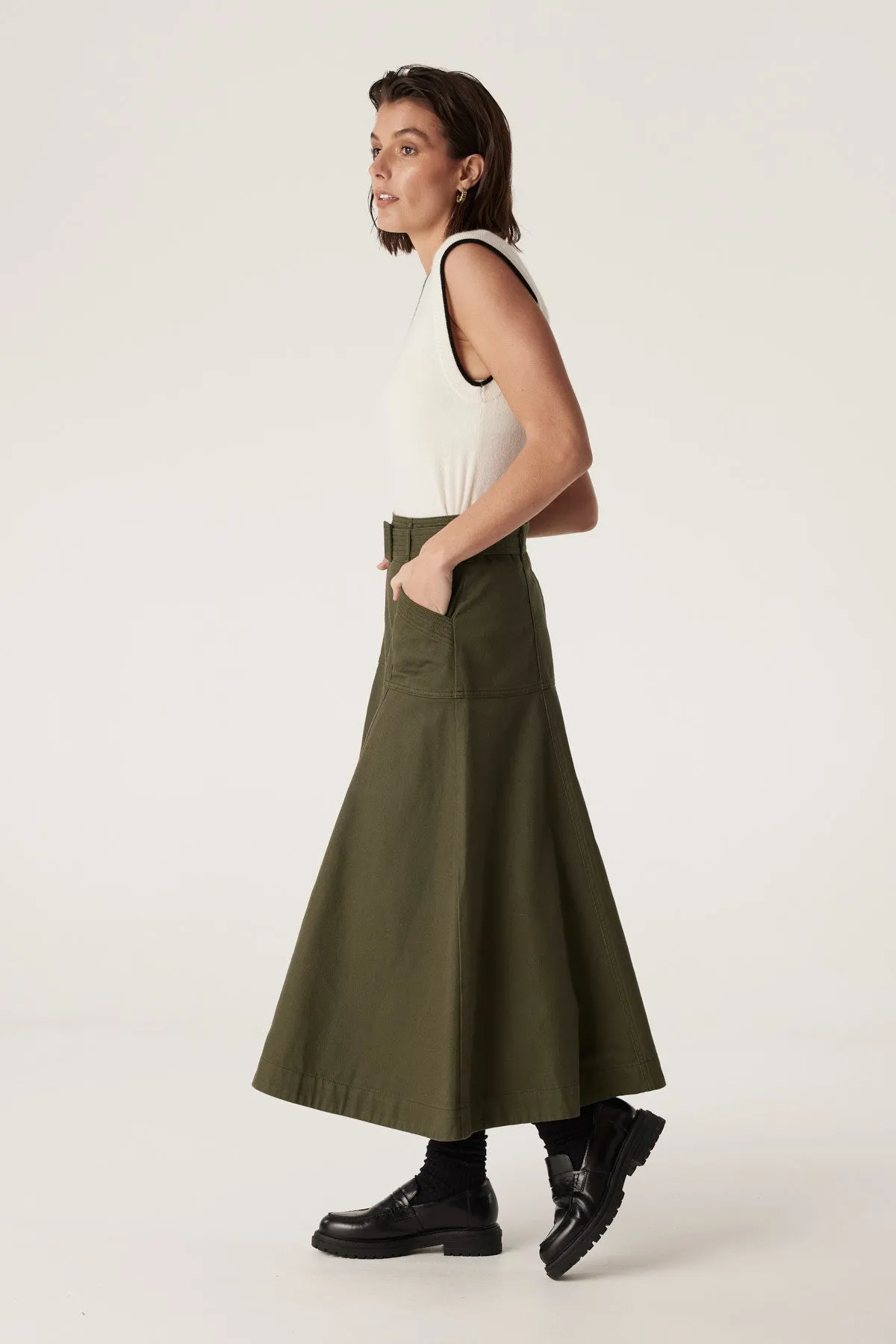 Eadie Drill Skirt - Khaki