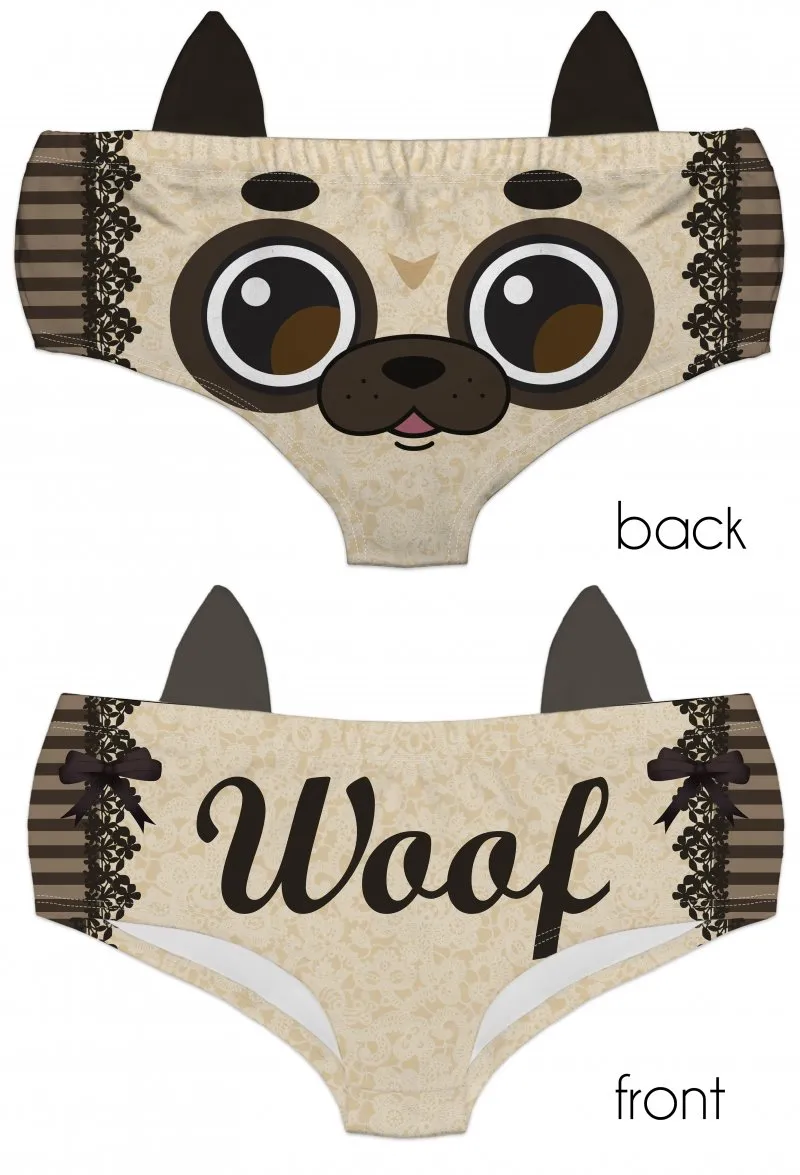 Ear Pantie - Woof Pug (6-10 UK Size)