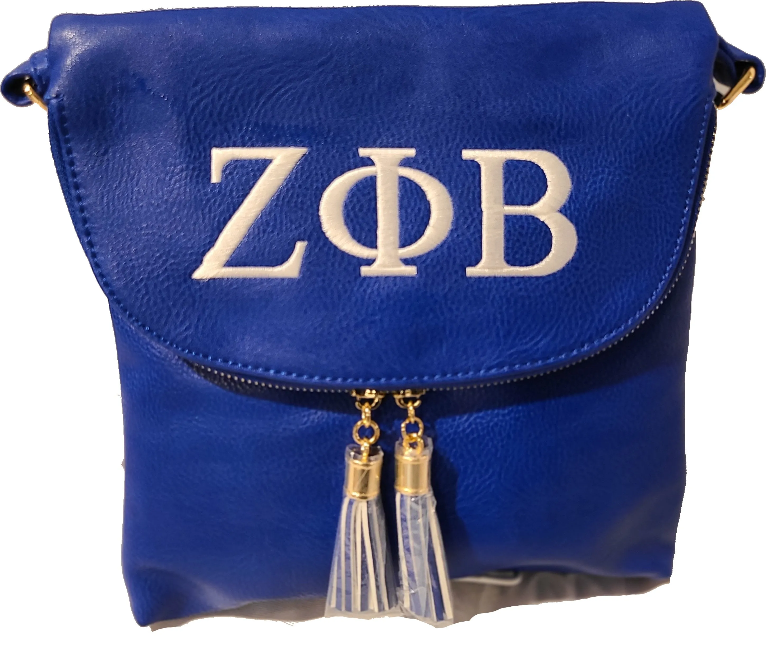 Embroidered Zeta Phi Beta Round Flap Crossbody