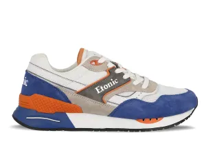 Etonic Stable Base sneakers in white mesh fabric,bright blue and beige suede with multi-layer white leather inserts