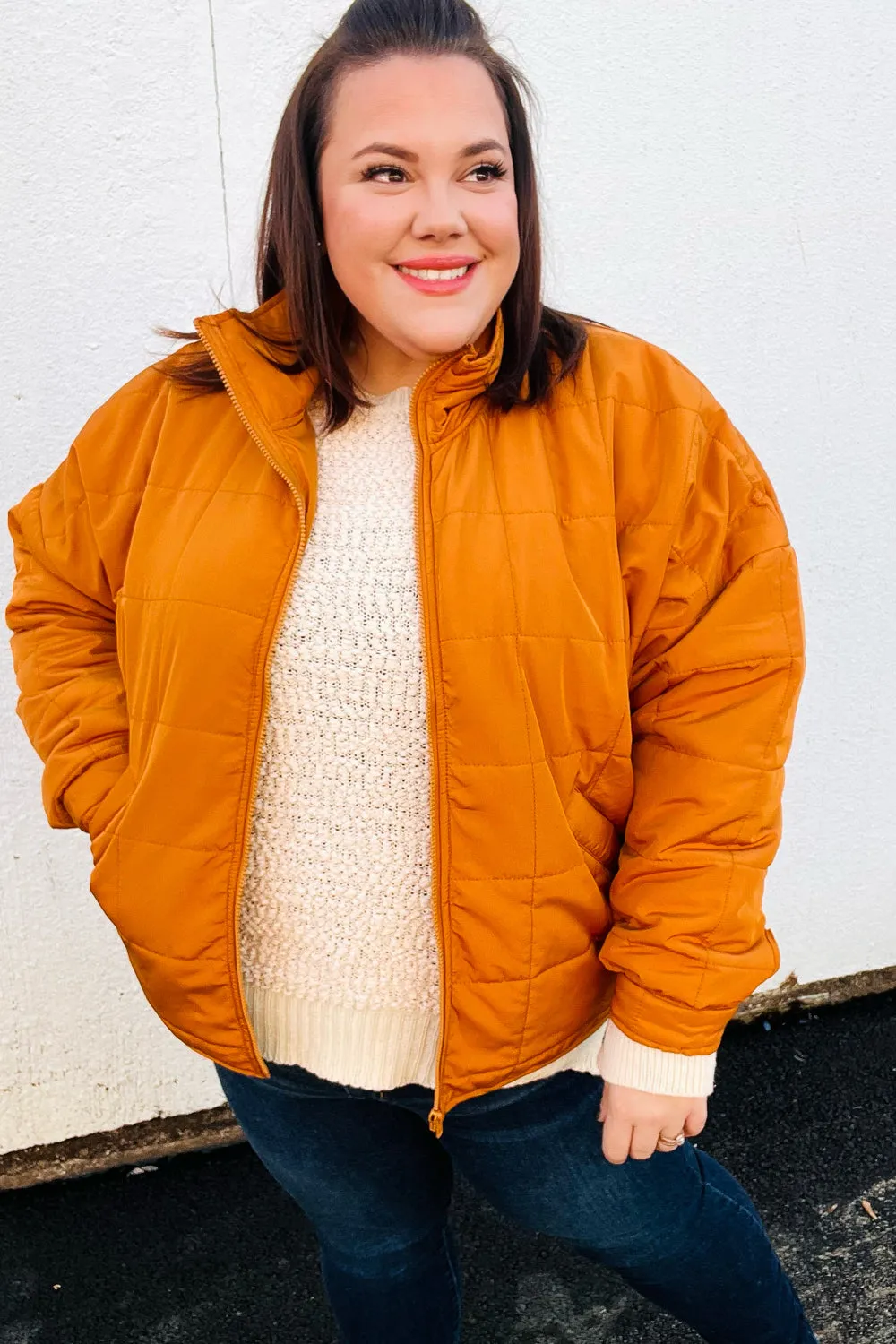 Eyes On You Butterscotch Quilted Puffer Jacket