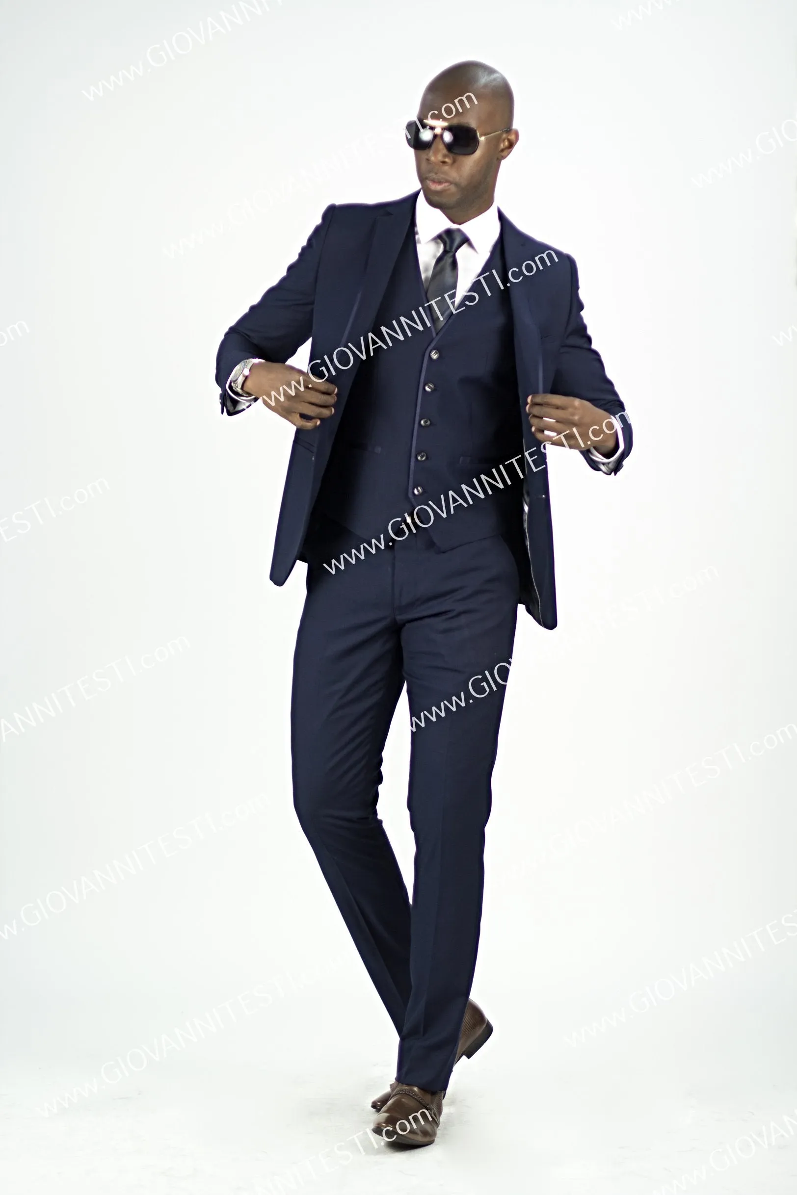 Fabio Fabrinni 2 Button 3 Piece Navy Slim Fit Suit with Satin Taping FF2NAV-1230 NAVY