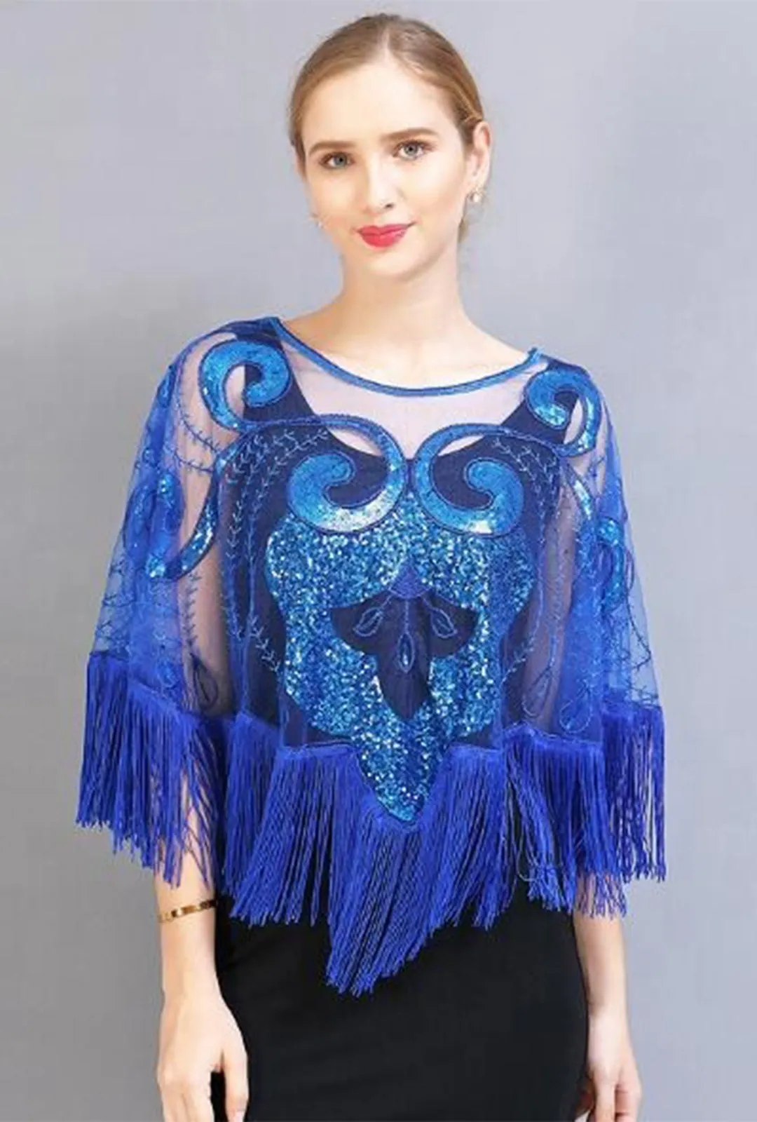 Fancy Flapper Blue Shawl Cape