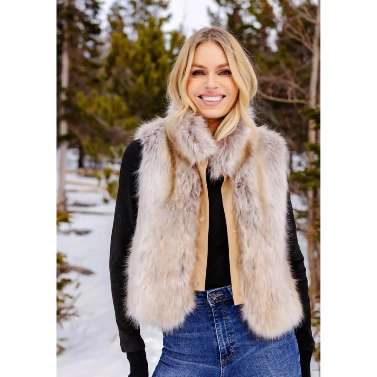 Faux Fox Fur Foxy Crop Vest