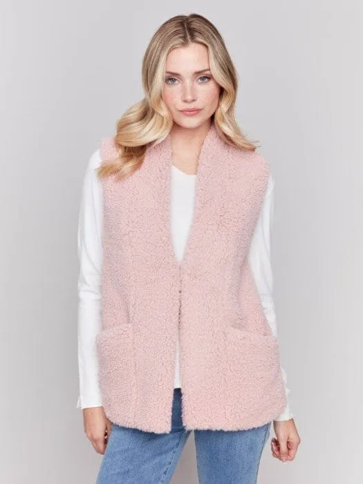 FAUX FUR ROSE QUARTZ VEST