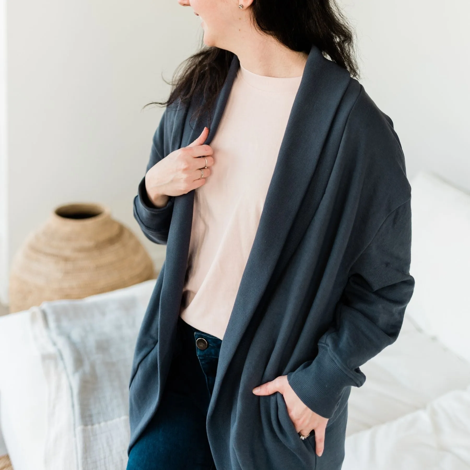 Florence Easy House Cardigan | Gray Dawn