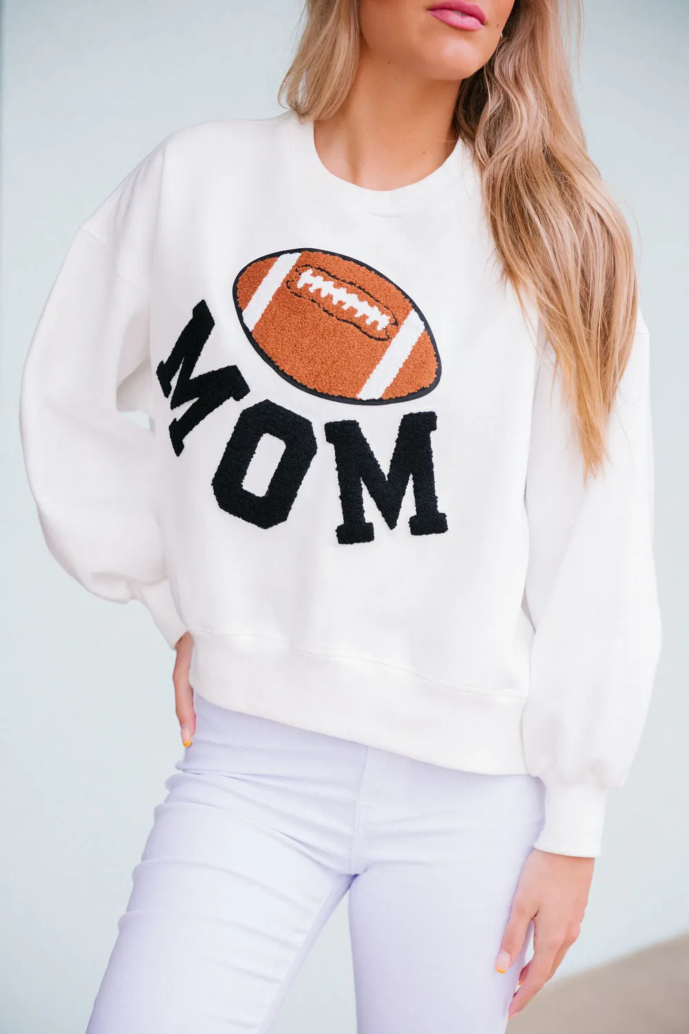 FOOTBALL MOM IVORY PULLOVER