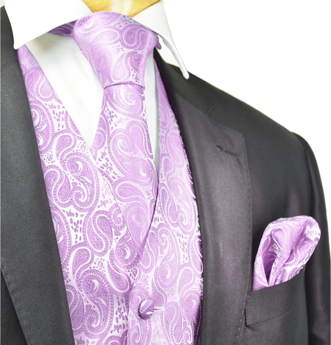 Formal Lavender Paisley Tuxedo Vest Set