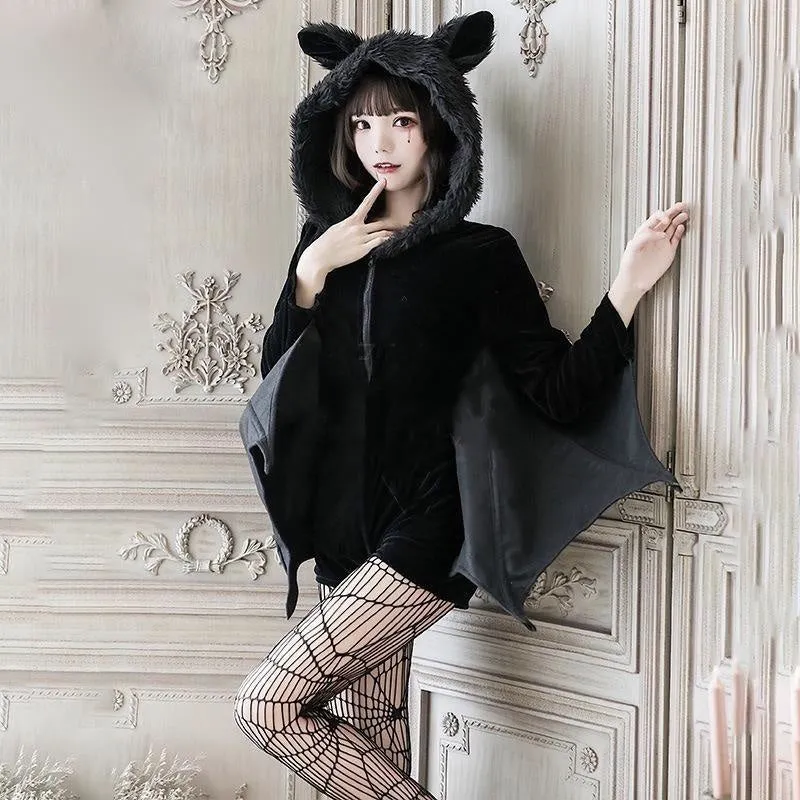 Fuzzy Black Bat Costume Set