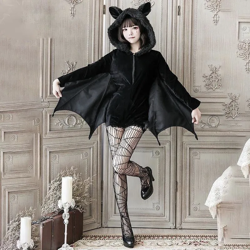 Fuzzy Black Bat Costume Set