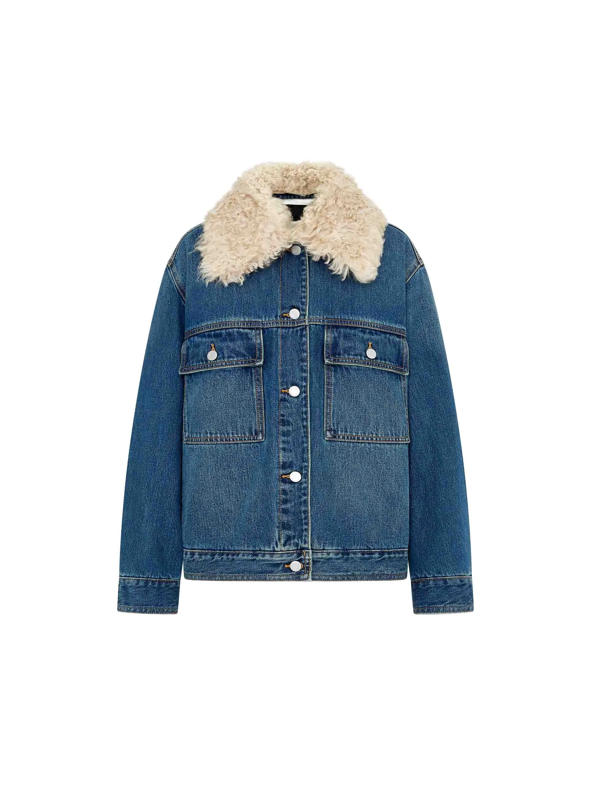 Fuzzy Collar Denim Jacket