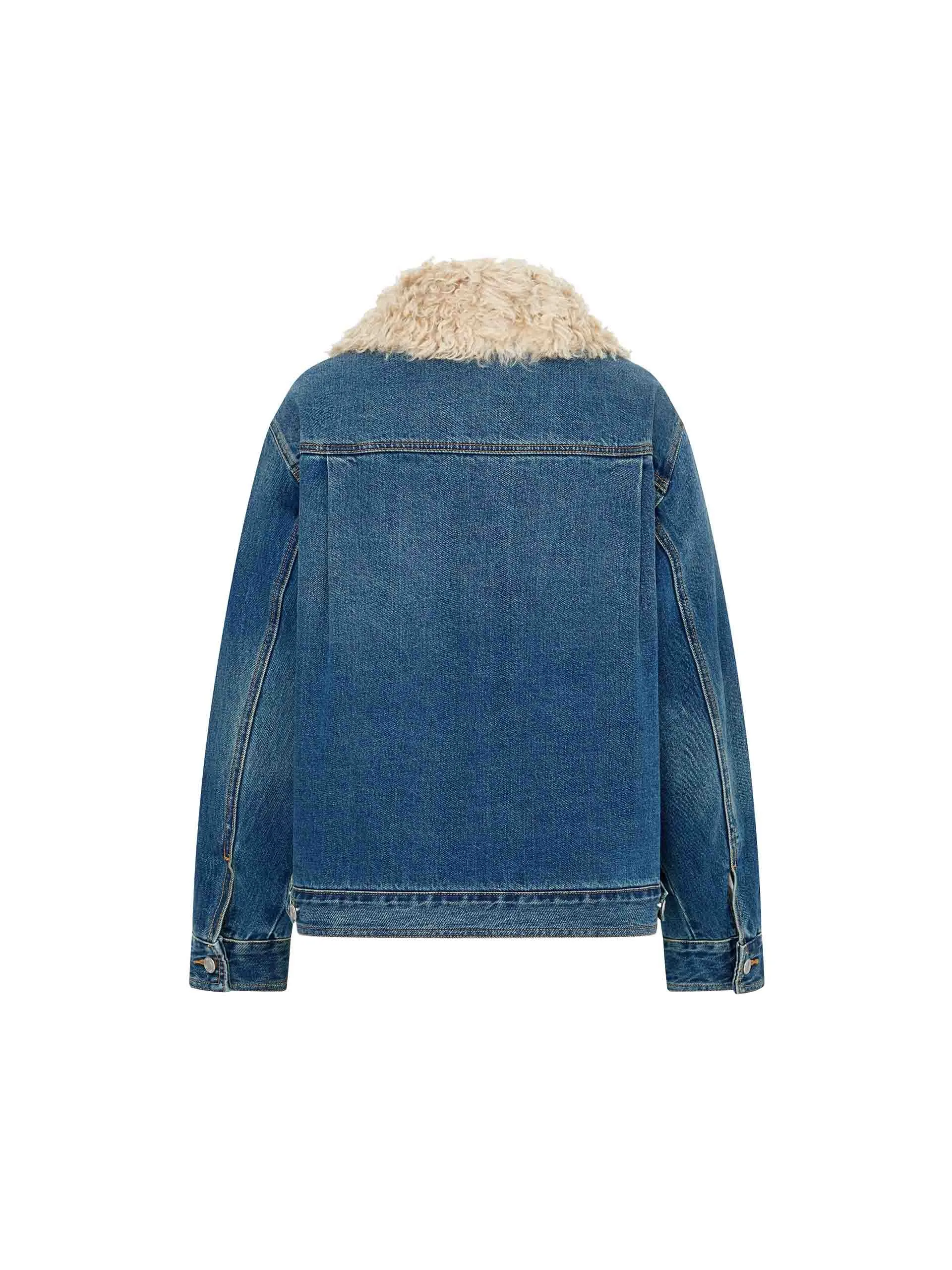 Fuzzy Collar Denim Jacket