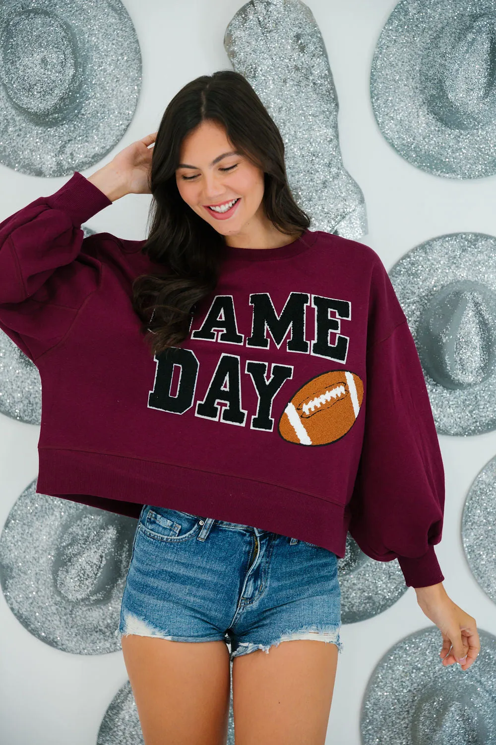 GAME DAY BLACK VARSITY MAROON PULLOVER